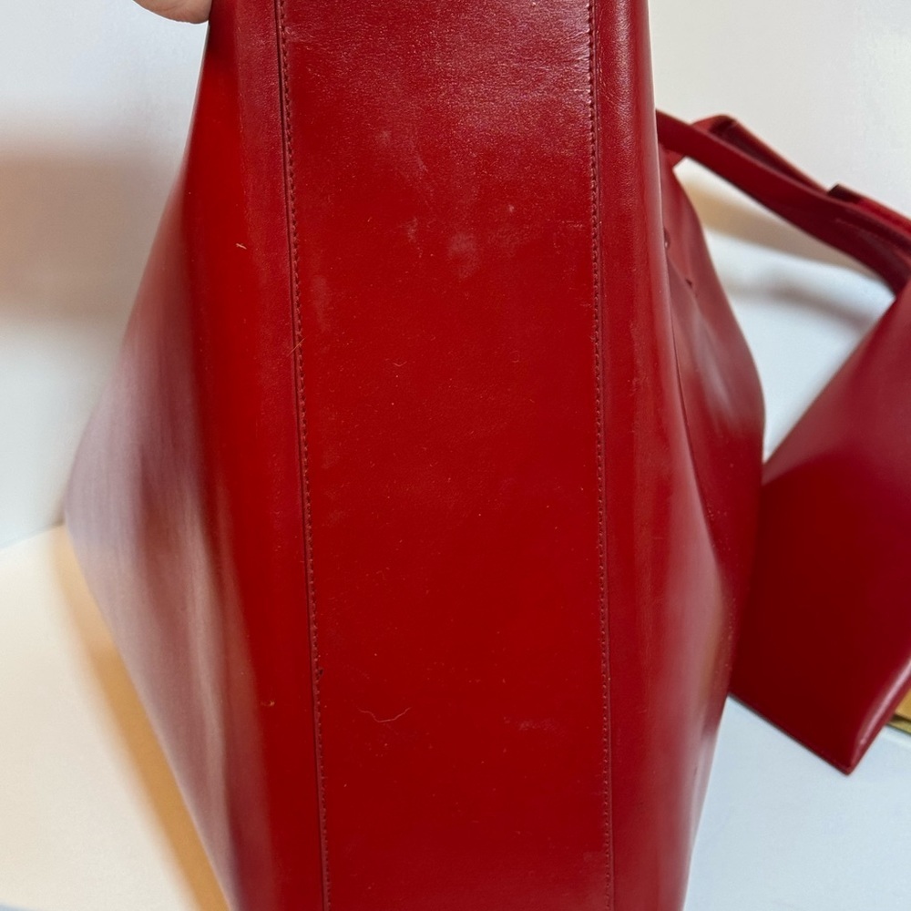 Prada Red Leather Tote Bag w/ Pouch - Picture 10 of 13